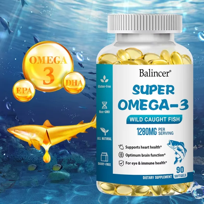 

Omega 3 Fish Oil, 1280 mg Omega-3 Fatty Acids Including EPA and DHA, Wild-Caught Fish Oil Supports Heart, Brain and Eye Health