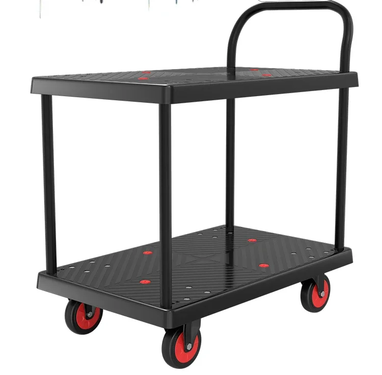 

Double-decker silent flatbed cart, fence rider, trolley, tool cart, cargo trolley, thickened trolley, stall trolley