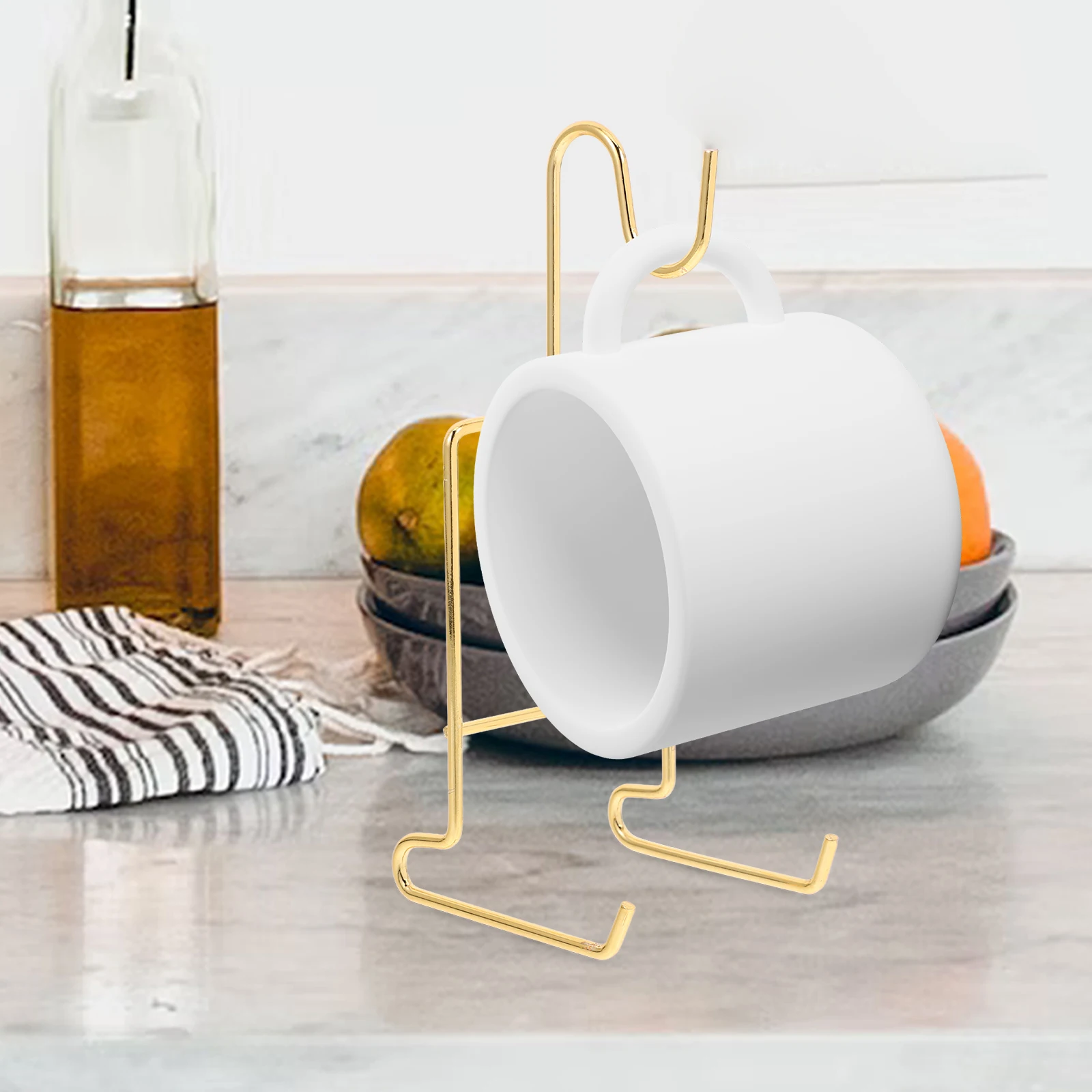 

2 Pcs Cup Coffee Holder Holders Rack Drain Mug Golden for Countertop Drying Travel