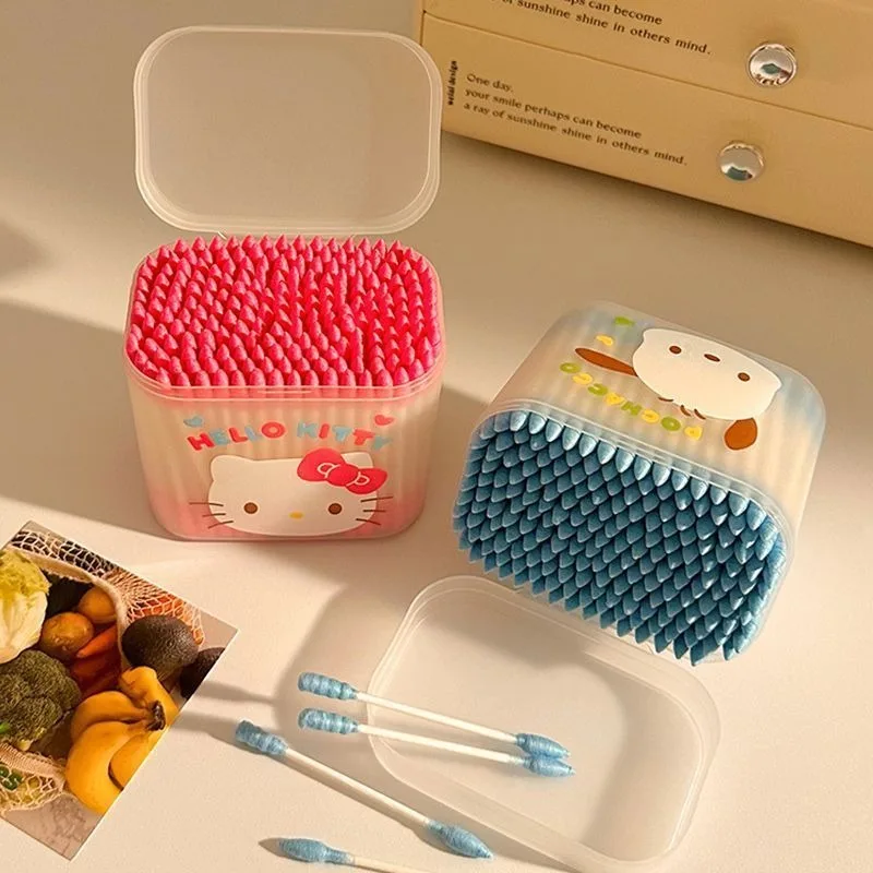 Cute anime Pochacco Hello Kitty Cartoon Double-Head Cosmetic Swab Home Disposable Makeup Remover Cleansing Swab Wholesale
