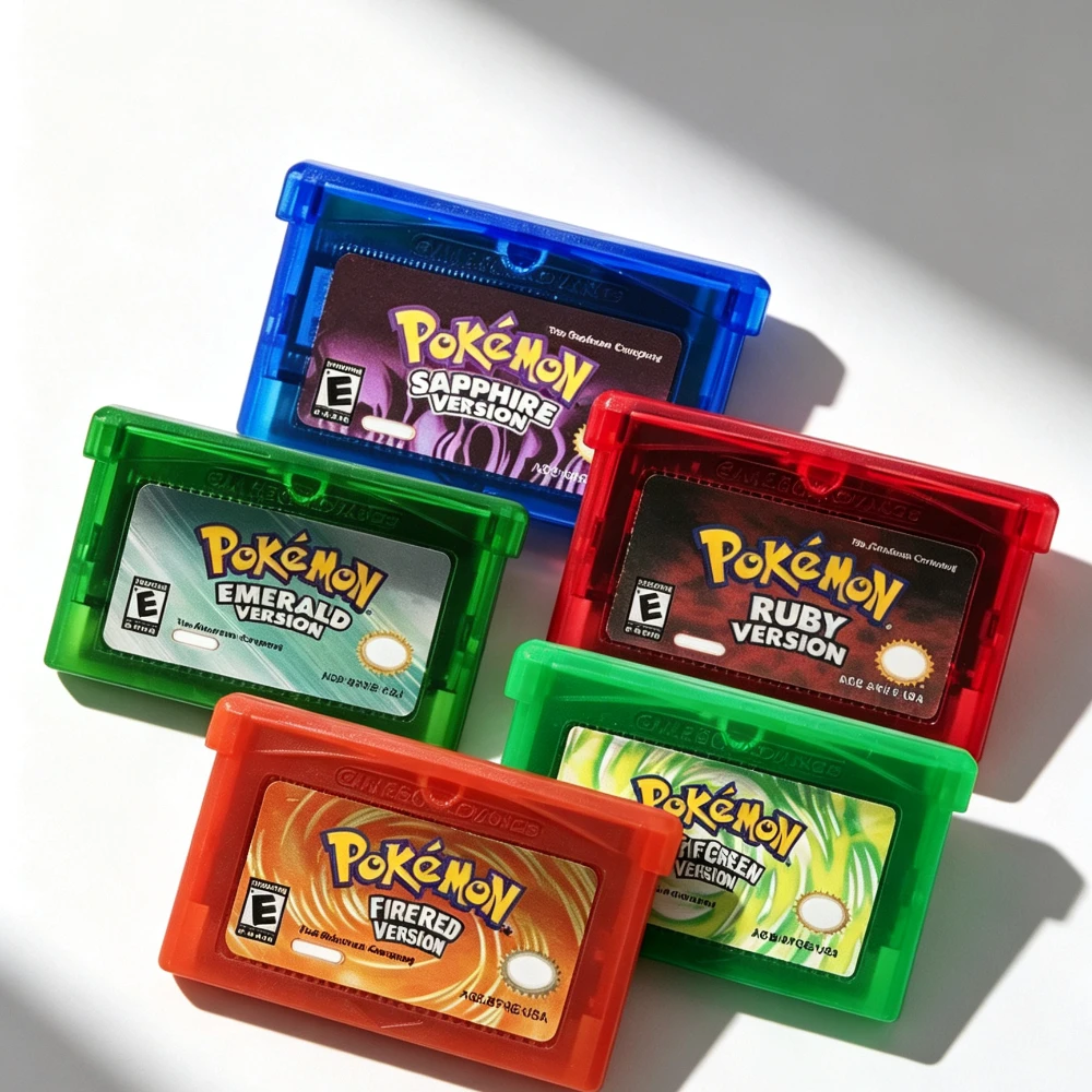 ● Nouvelle Cartouche de Jeu Pokémon GBA USA/ITA/NOE/FRA/EUR/ESP Série de Cartouches de Jeu Vidéo 32 Bits Émeraude Rouge Feu Vert Feuille Rubis Saphir