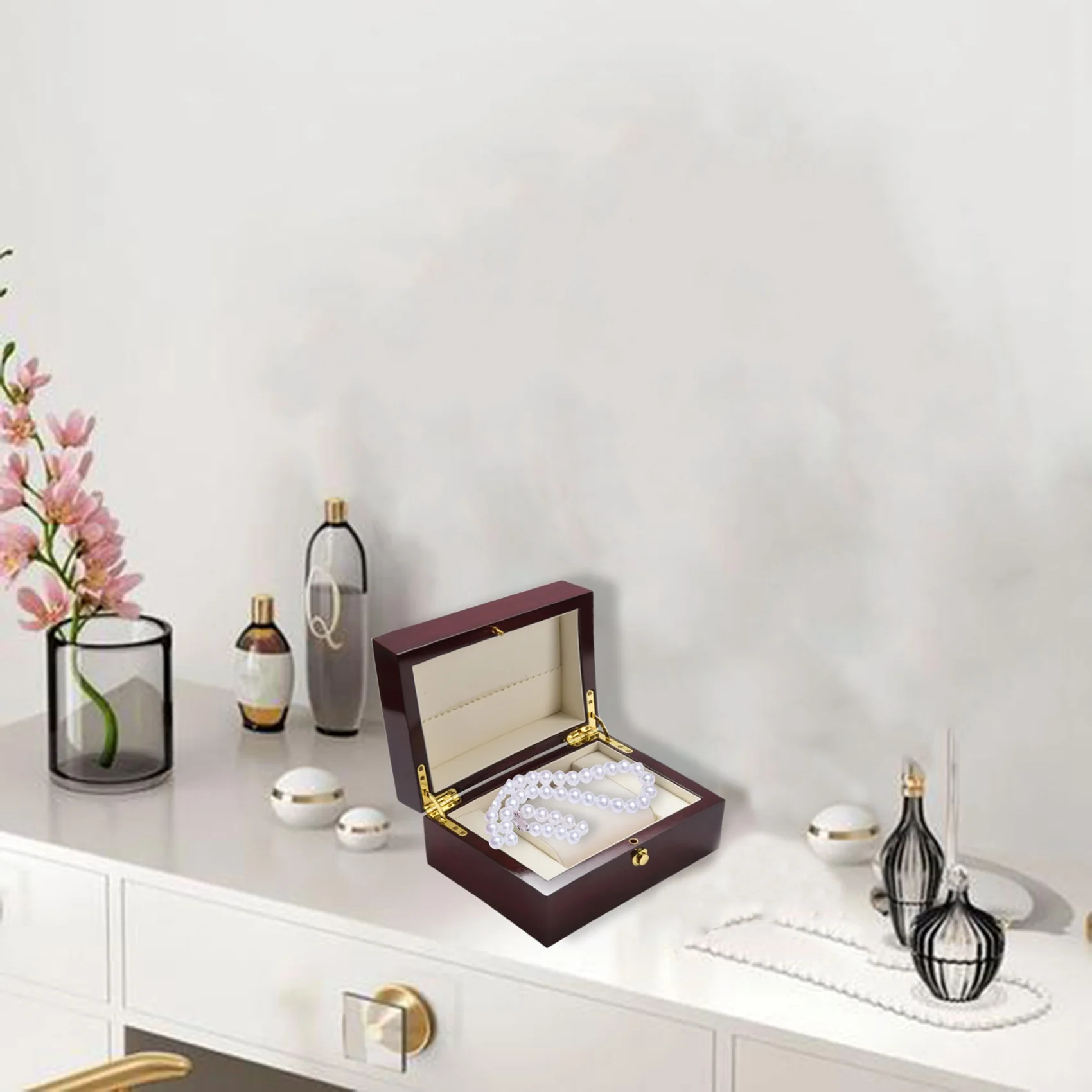 กล่องนาฬิกาเดี่ยวเคลือบเงาไม้ขนาดใหญ่พร้อมเบาะหนัง PU