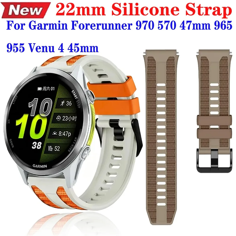 22mm Silicone Strap for Garmin Forerunner 970 570 47mm 965 955/Venu 4 45mm Comfortable Wristband for OPPO Watch X3-X2-X-S Correa