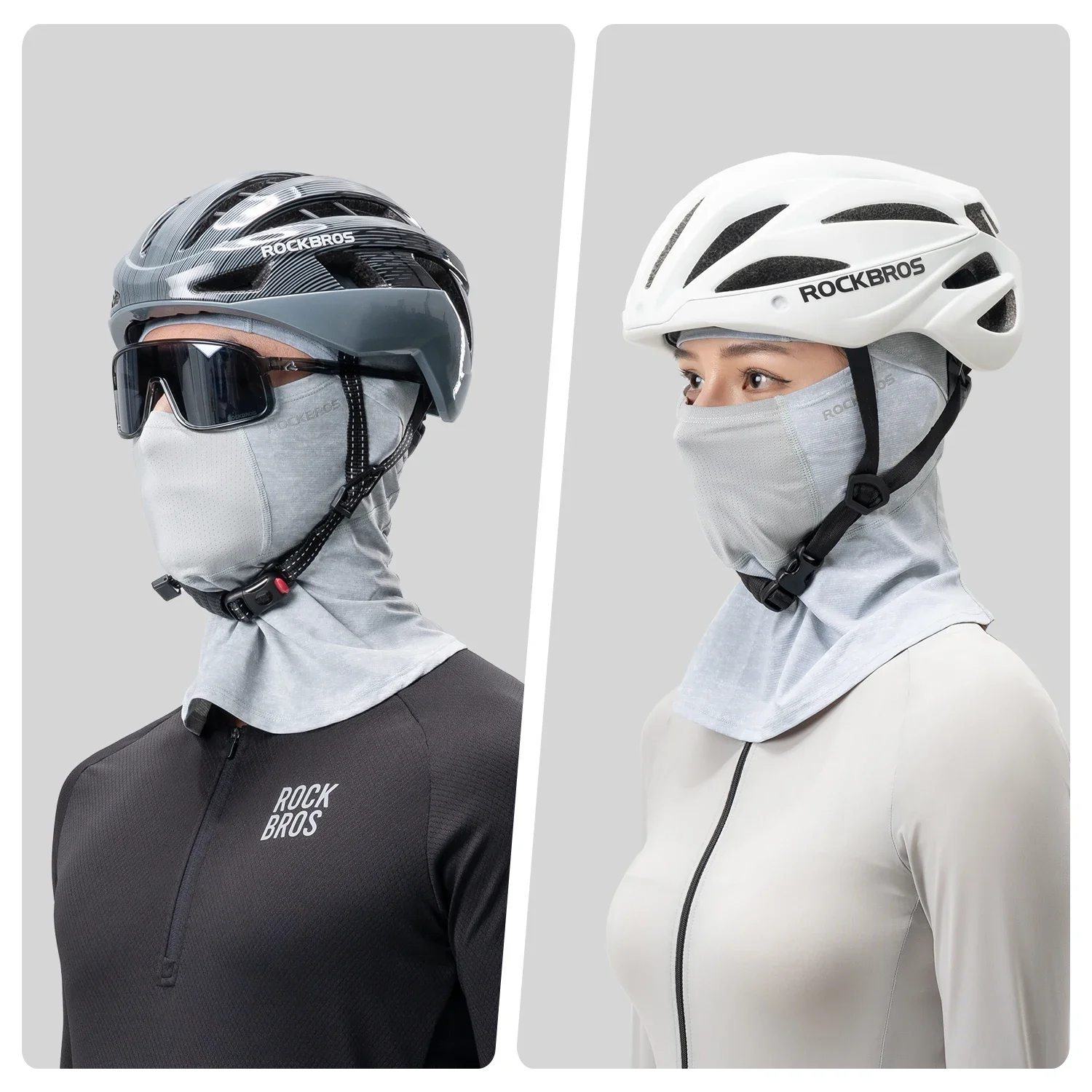 ROCKBROS Máscara de ciclismo de verão de seda gelada – Capa facial e bandana com protetor solar para homens e mulheres, respirável para motocicleta e pesca