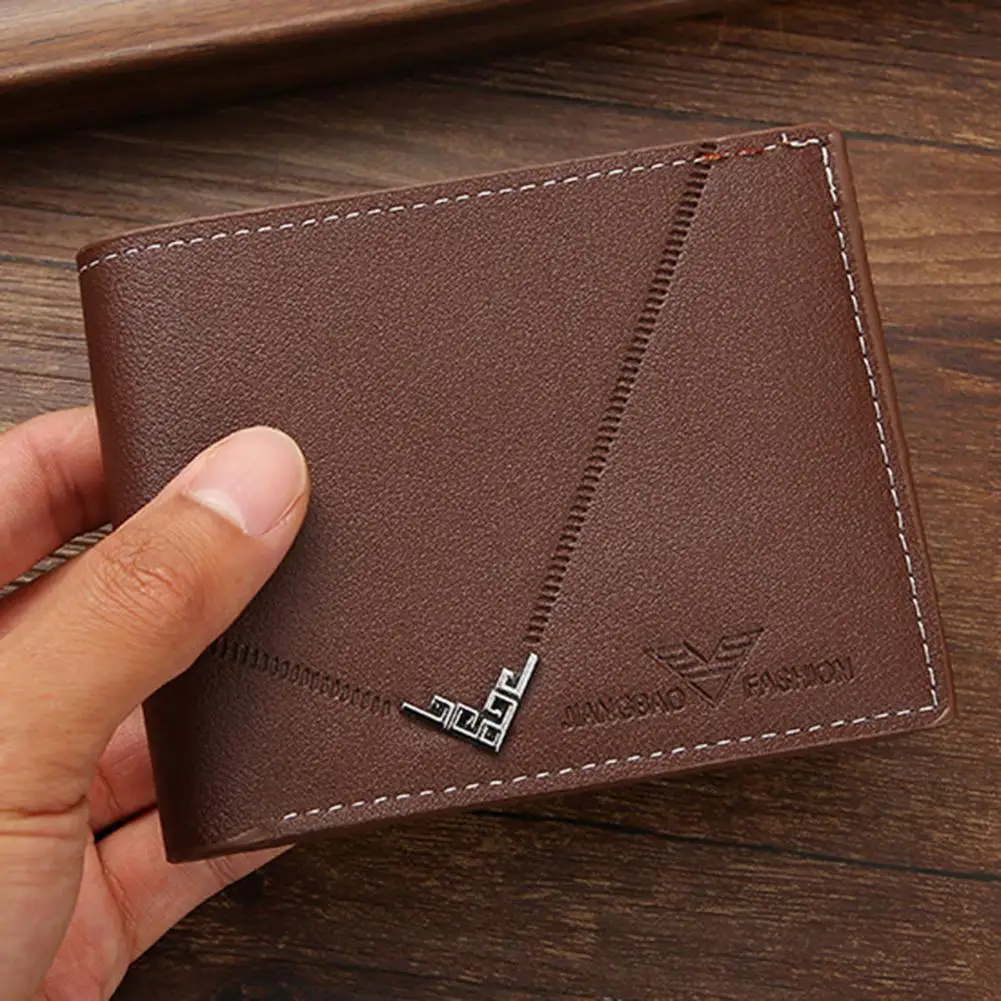 Men Wallet Faux Leather Money Clips Vintage Multi Pockets ID Card Holder Foldable Coin Storage Purse Card Holder Business Gift