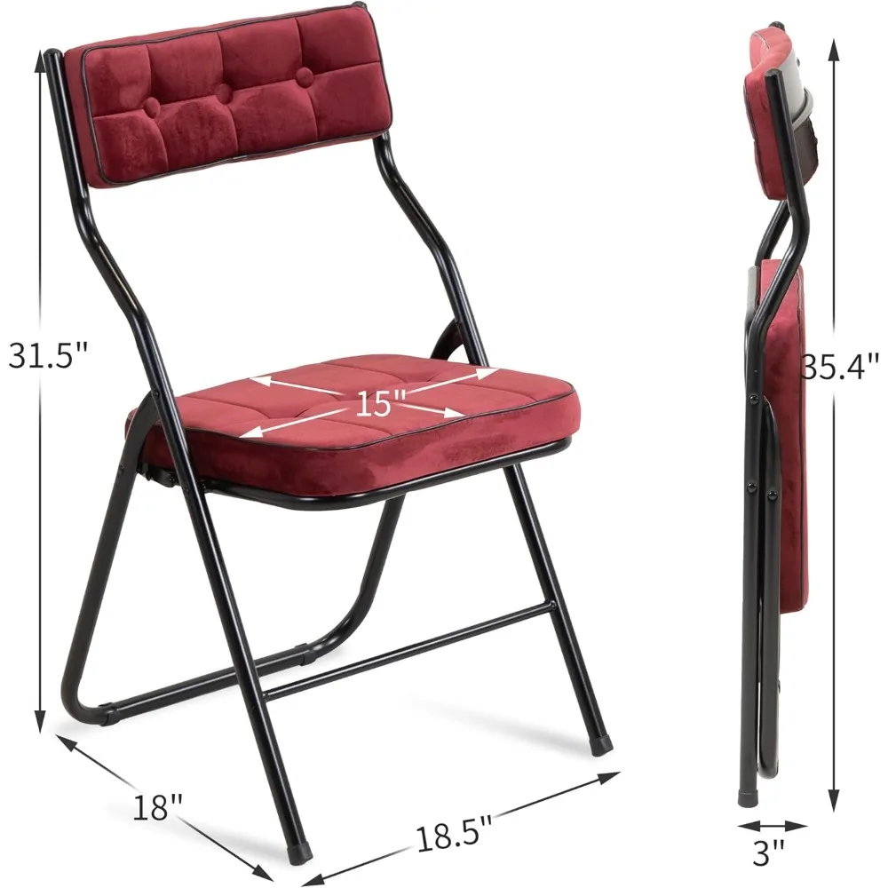 Conjunto de 4 cadeiras de jantar dobráveis e acolchoadas - assentos extras portáteis para cozinha, ideais para convidados e uso em sala de jantar