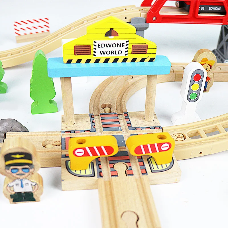 Wooden Train Track Racing Railway All Kinds Of Crane Bridge Track Accessories Fit For Brand Wood Tracks Toys For Children Gift