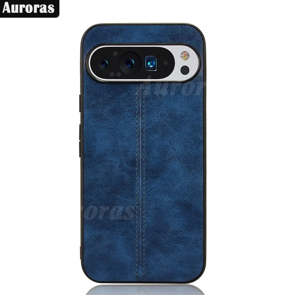 Auroras per Google Pixel 9 Case Retro linee di pelle di vitello guscio dello schermo pieghevole in pelle per Google Pixel 9 Pro Cover