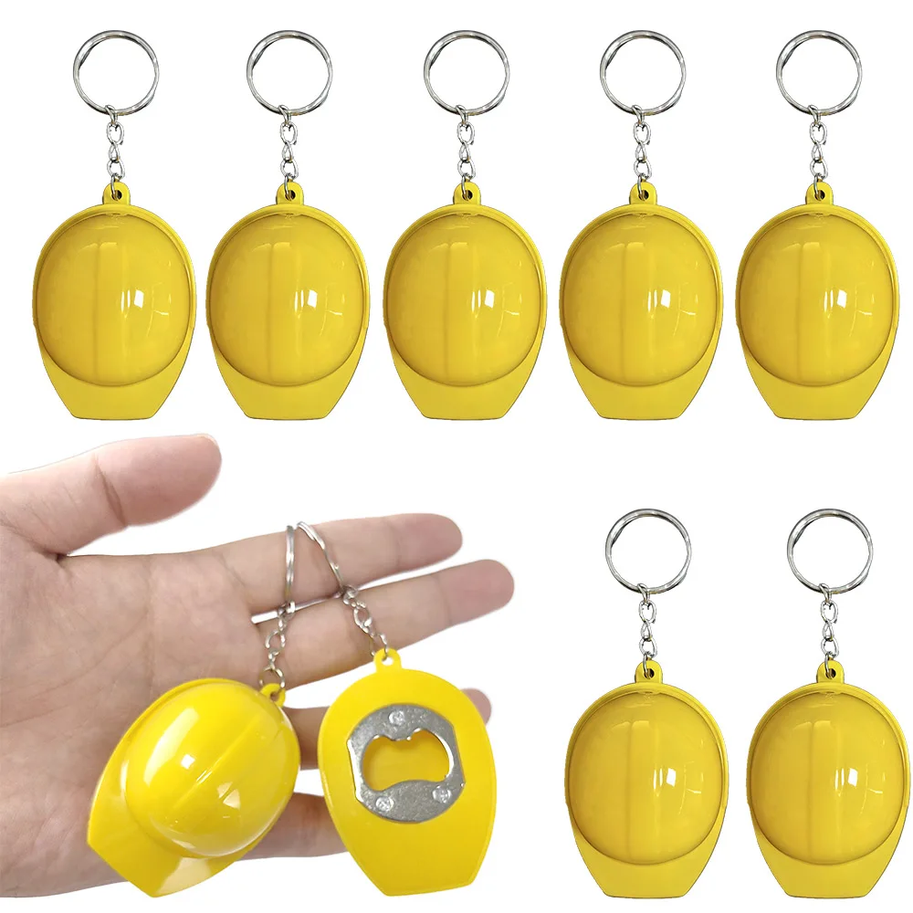 8pcs Construction Party Favor Mini Helmet Keychain Small Workers Safety Hat Keychain key Ring Construction Themed Birthday Decor