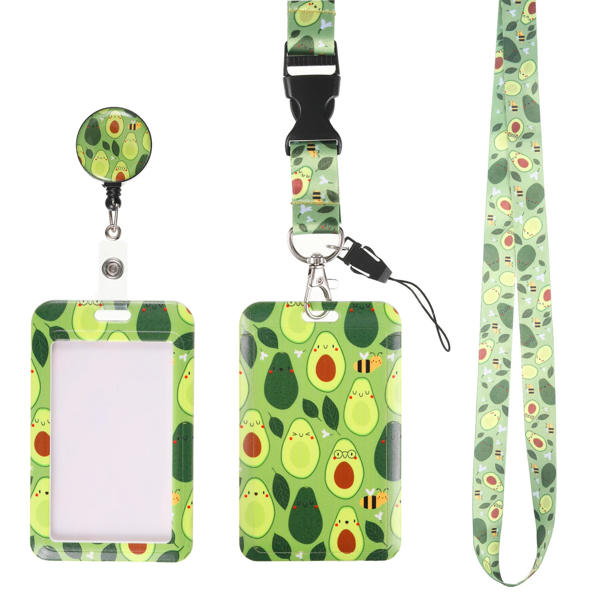 Green Stable Fixation Card Holder – Delicate Pattern And Non-sliding Work ID Card Holder Cartoon