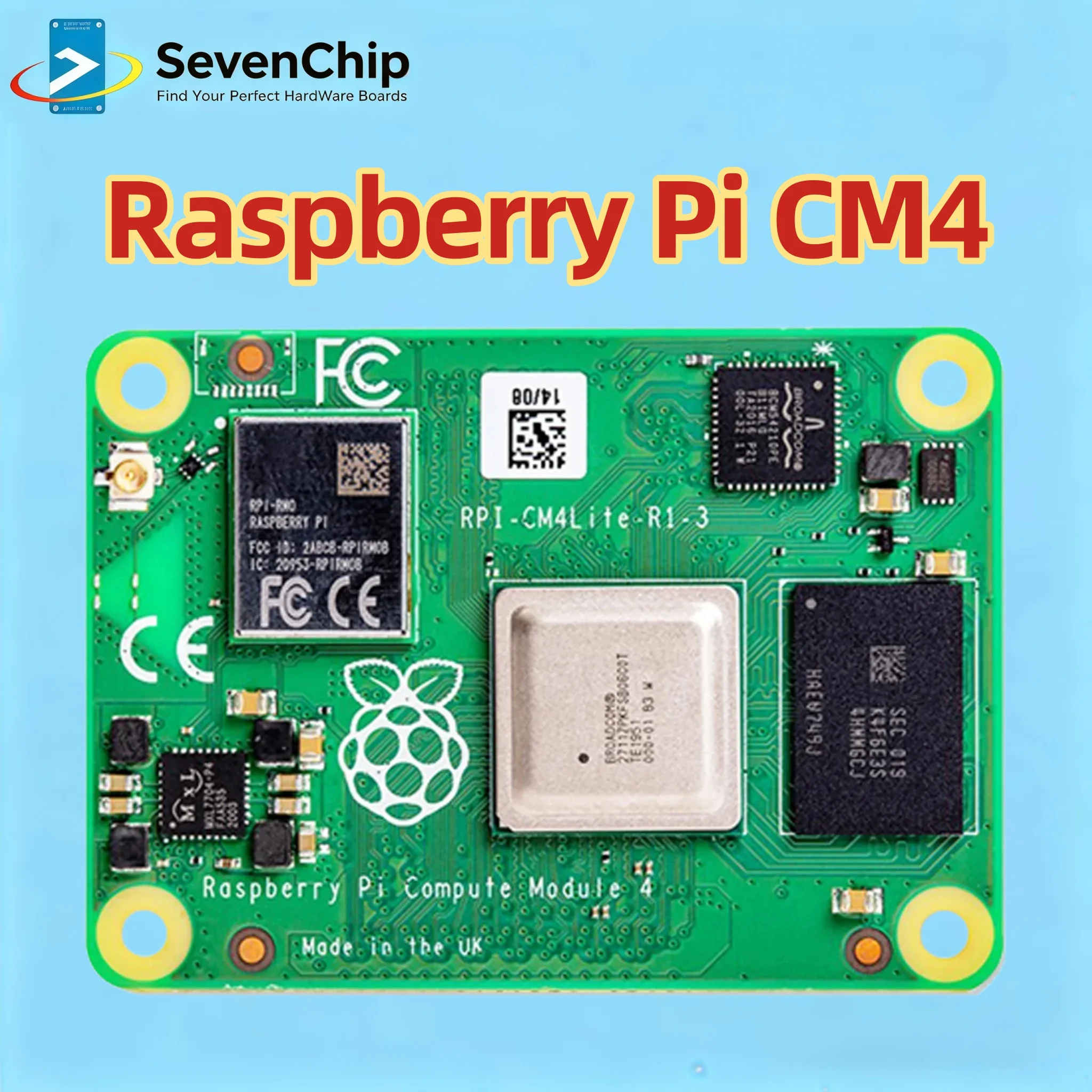 Rpi CM4 con 2GB de RAM, Módulo de Computación Raspberry Pi CM4 con 2GB de RAM Lite/8G/16G eMMC Flash opcional, Compatible con Wifi/Bluetooth
