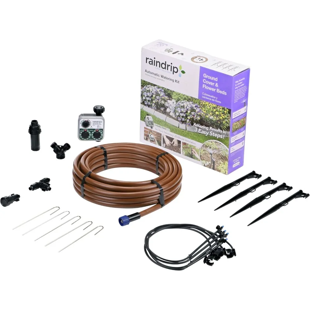 

Automatic Drip Irrigation Kit with Timer for Gardens Waters 200 Sq ft Adjustable Sprayers
