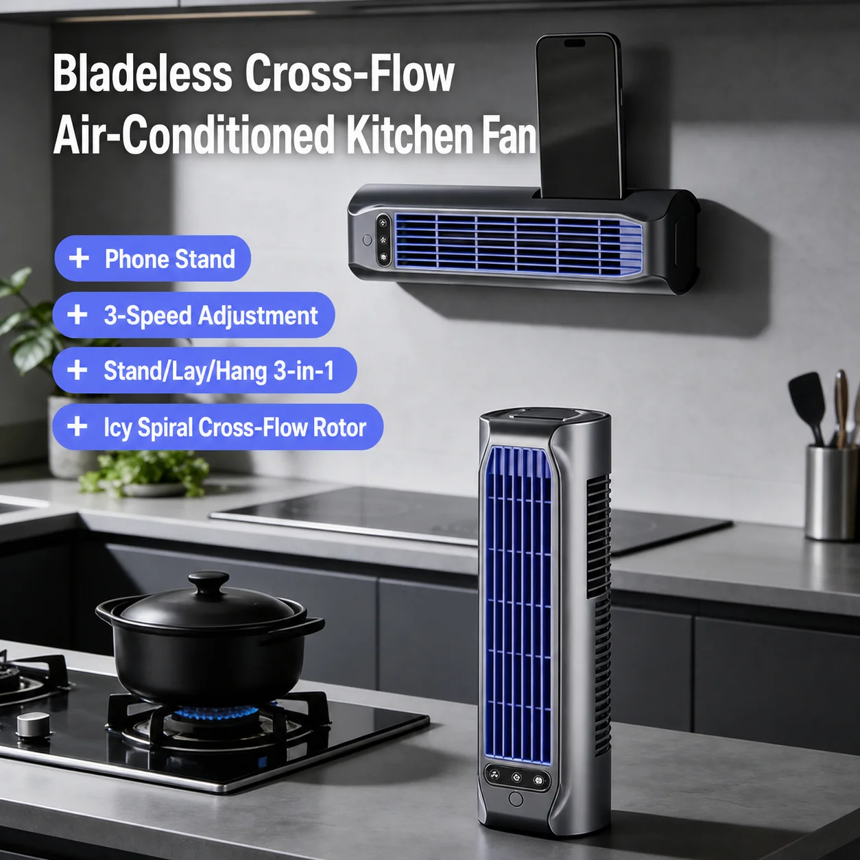 Wall Mounted Tower Fan 3 Adjustable Speeds Multi-Use Cooling Fan For Bedroom Office Home Car Camping image 2