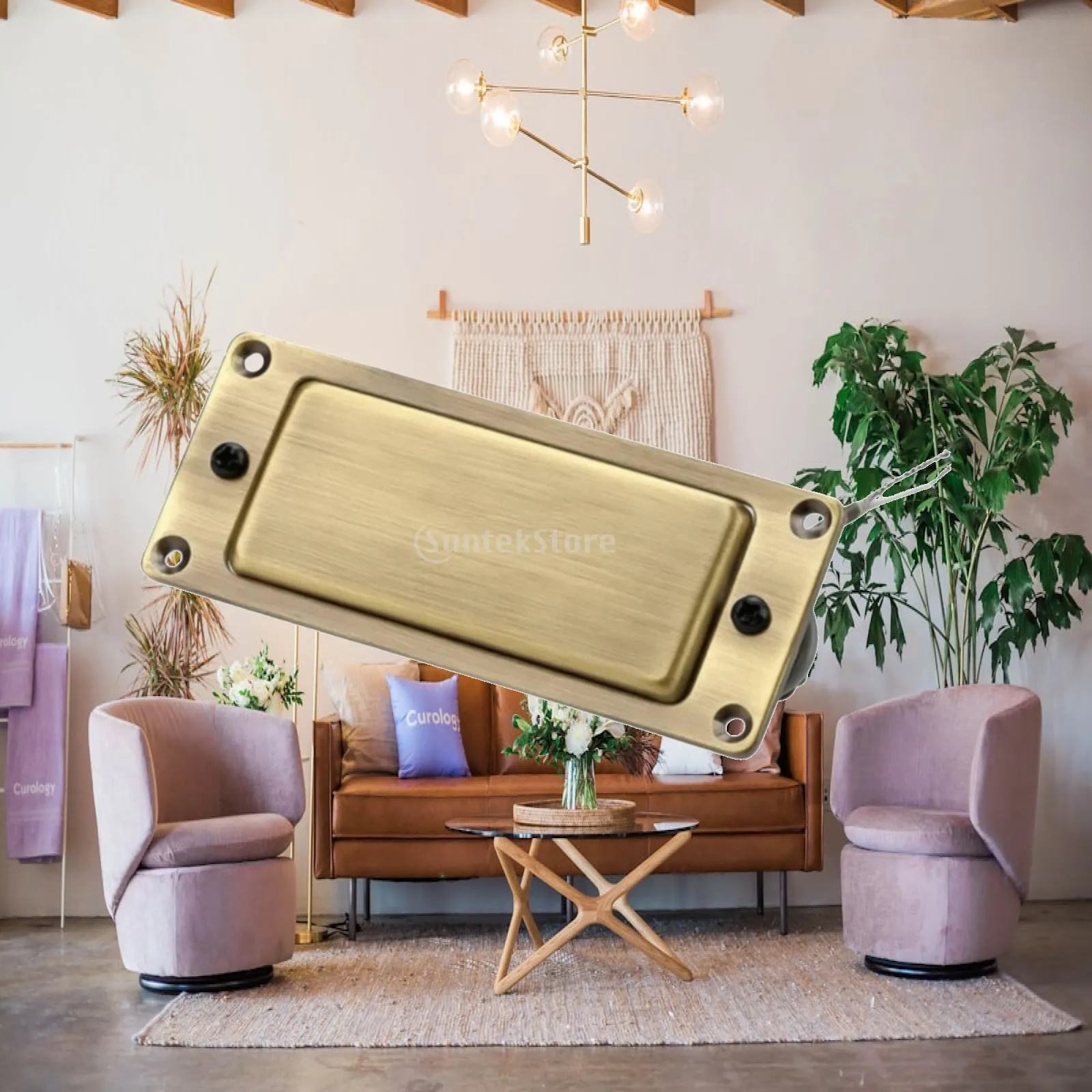 Compact Square Guitar Pickup Component Bronze Metal Cover Vintage Style Electric Sound Transducer for Acoustic Guitar Parts