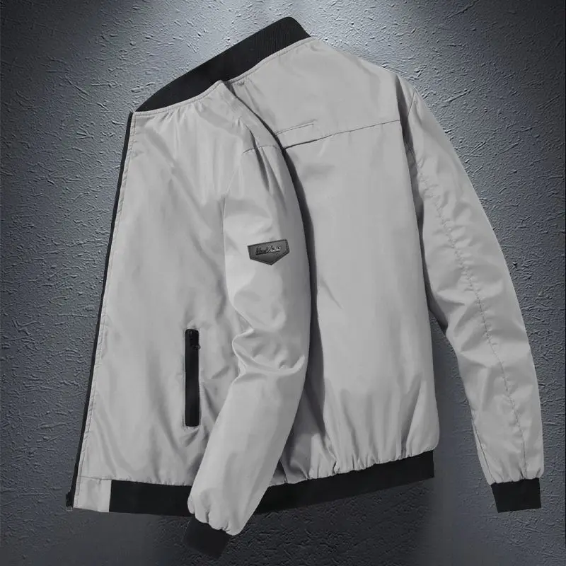 

Spring Autumn New Long Sleeve Zipper Patchwork Plus Size Casual Coats Loose Contrast Vintage Jackets Fashion Vintage Men Clothes