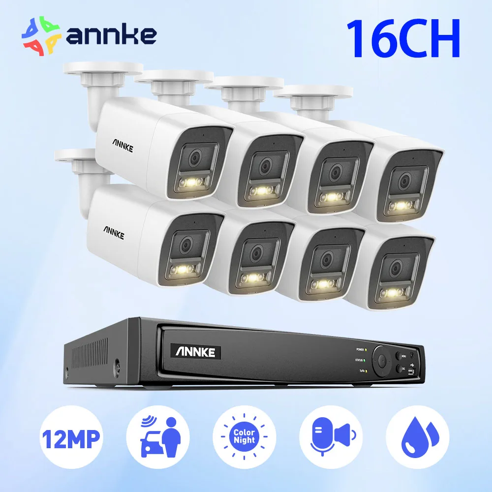 

ANNKE 12MP Camera Kits Smart Dual Light Security 16CH NVR POE Camera Outdoor CCTV Video Surveillance Protection Camera