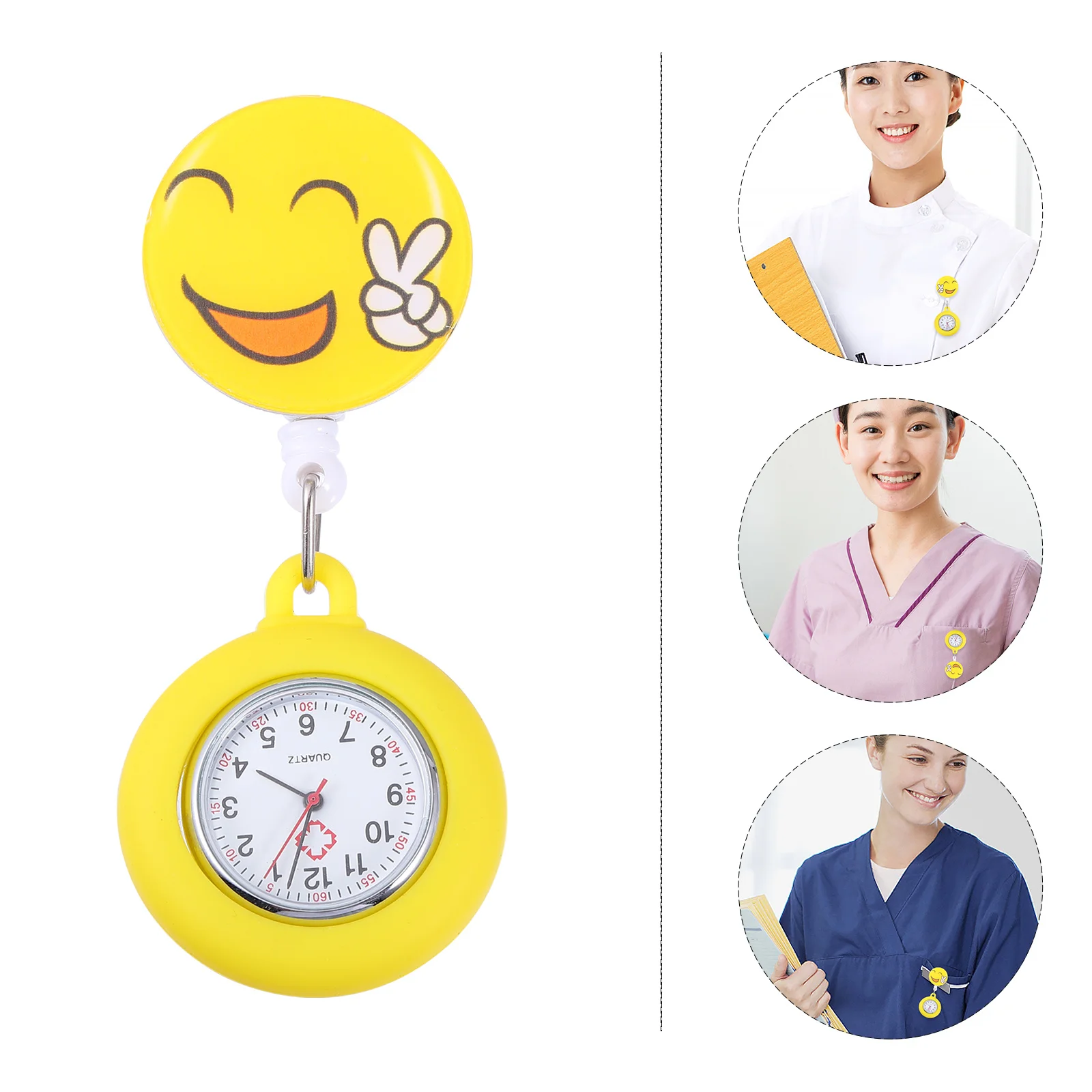 1 قطعة الكرتون ممرضة سبيكة كليب على التمريض ساعة التلبيب فوب للنساء دائم معلقة ساعة جيب إلكترونية #2