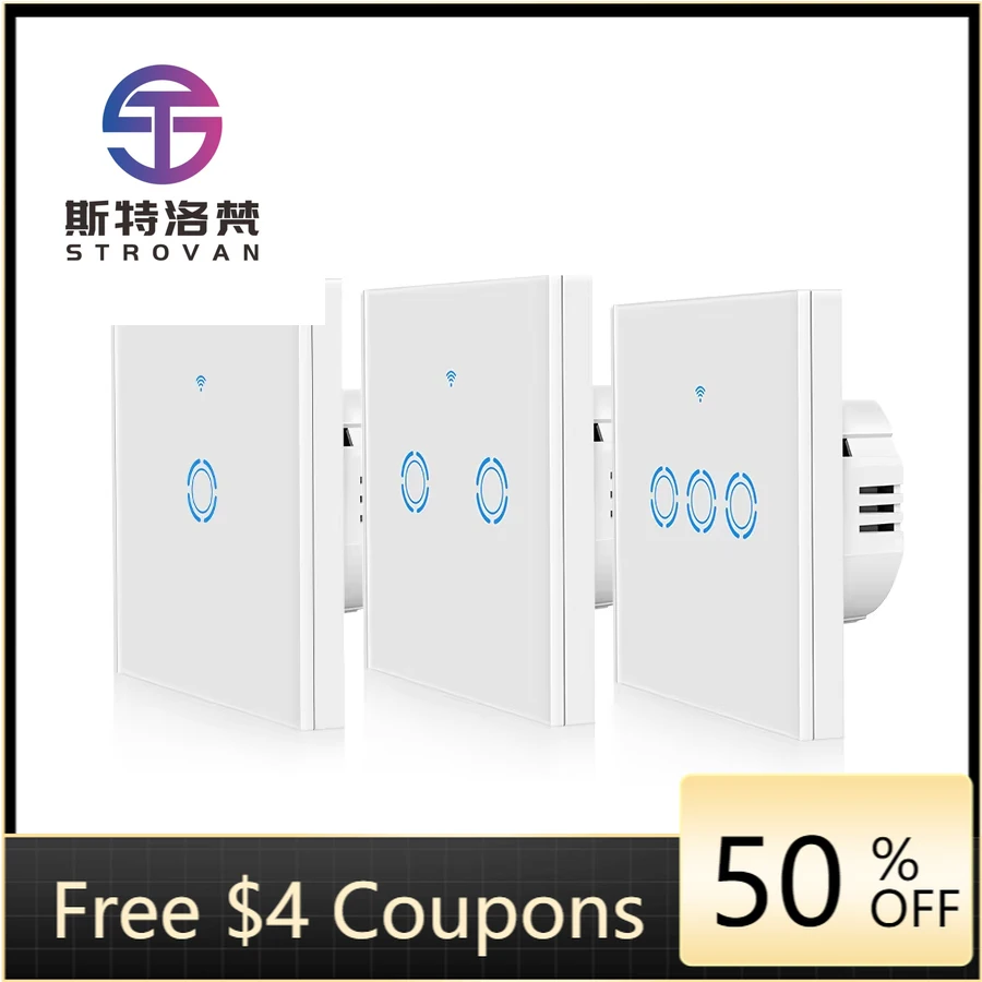 STLF الاتحاد الأوروبي الولايات المتحدة المنزل الذكي واي فاي جدار اللمس التبديل 1/2/3 عصابة الزجاج لوحة مفتاح الإضاءة مقاطعة Inteligente مفاتيح ذكية #1