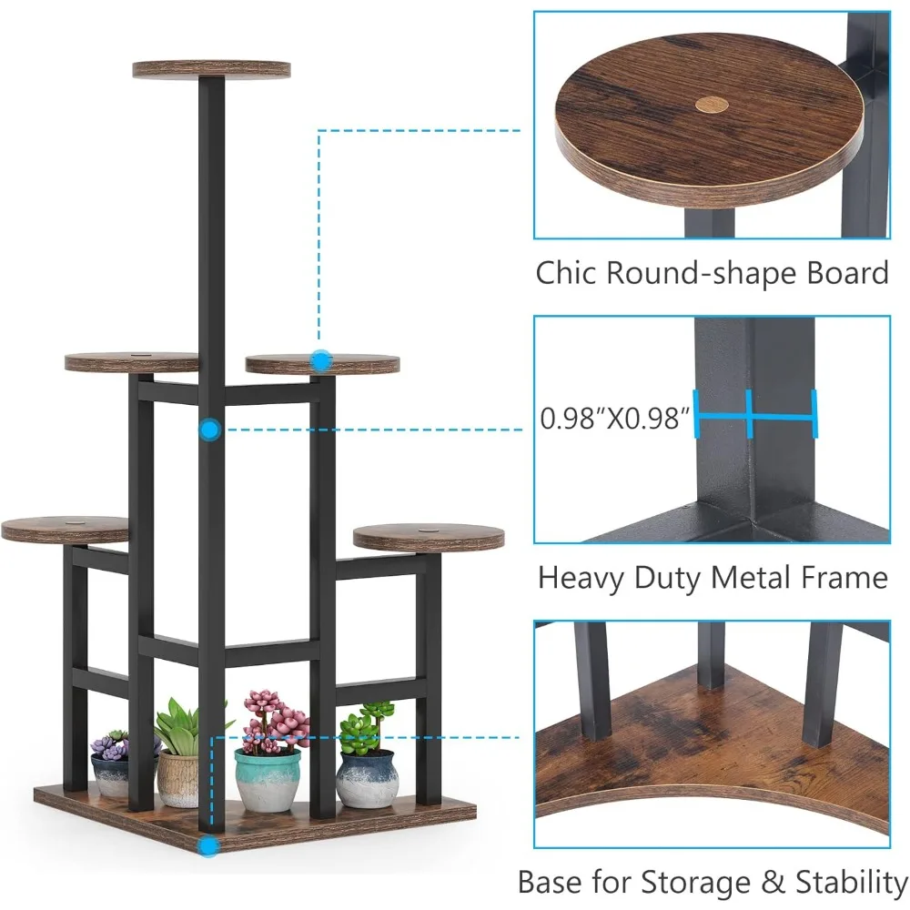 Corner Plant Stand Indoor, 6 Tiered Plant Shelf Flower Stand, Tall Multiple Potted Plant Holder Rack Planter Organizer for