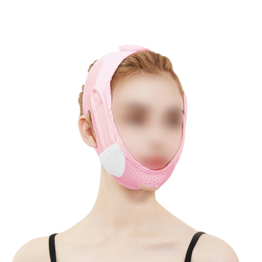 通気性のあるフェイスリフティングマスク女性用フェイスバンデージ咬筋筋肉あごストラップ072ピンクソフト快適肌に優しい