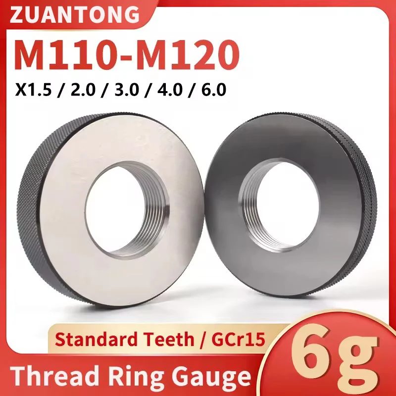 1SET(1*GO+1*NOGO) 6g Accuracy M110-M120 Standard Metric Fine Tooth Thread Ring Gauge Measure Tool M110 M115 M120 X1.5/2/3/4/6