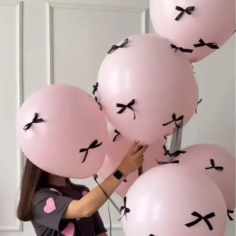 5PCS 12 Inch Floating Balloon Birthday Party Scene Arrangement Photography Props  Wedding Pink Ins Bow Balloon Proposal Ceremony