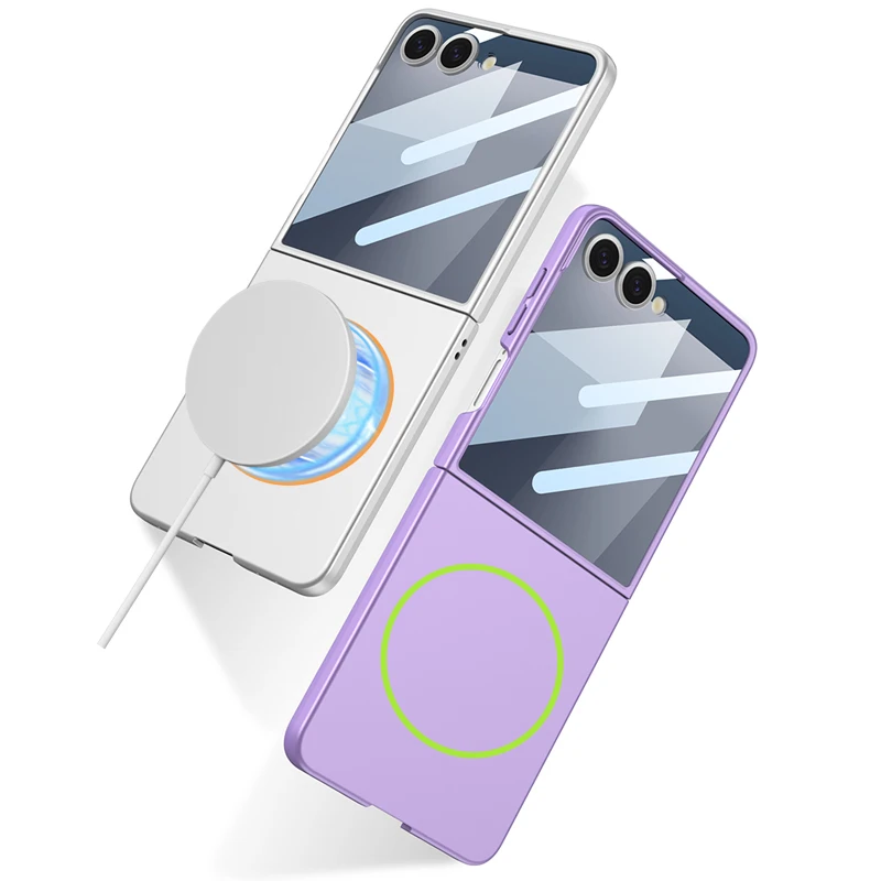 

Роскошный тонкий матовый чехол для телефона Magsafe для Samsung Galaxy Z Flip 7, встроенная защитная пленка для экрана, полная защитная крышка