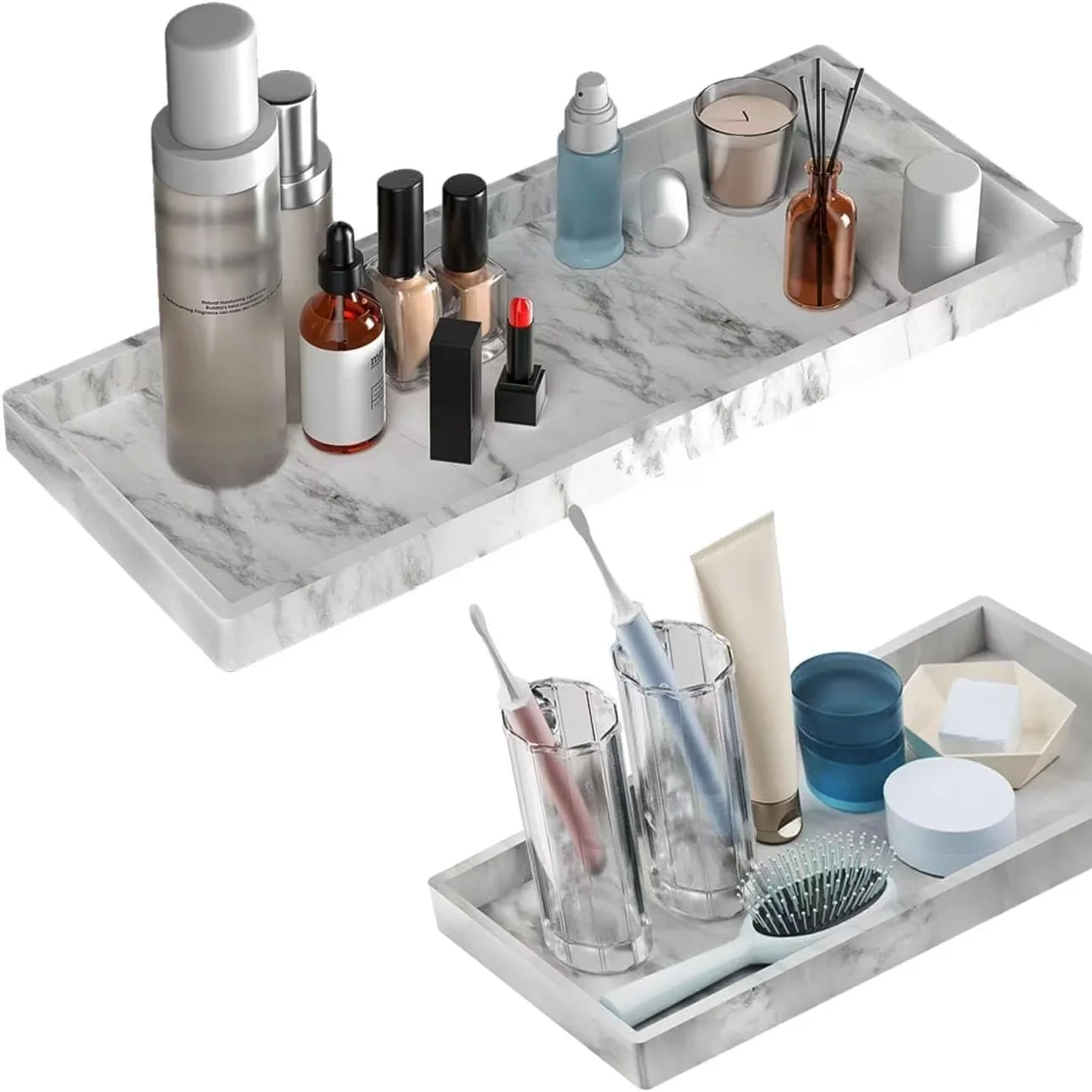 1pc Trays Silicone Bathroom Vanity Kitchen Sink Countertop Storage Tray Toilet Rectangle Storage Tray Home Decor