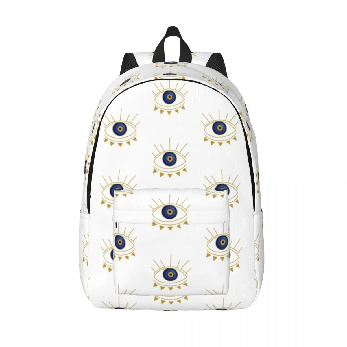 Gold Blue Evil Eye Hamsa Canvas Backpacks for Boys Lucky Charm Amulet School College Travel Bags Bookbag Fits 15 Inch Laptop