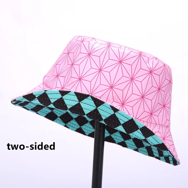 Gorra de Anime Demon Slayer, sombrero de cubo con estampado de Kamado, Tanjirou, Nezuko, sombrero de pescador, sombrero de sol, disfraz, No Yaiba, accesorios para exteriores