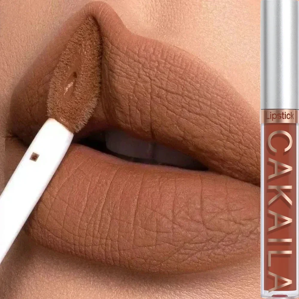 Waterproof Matte Velvet Lip Gloss Sexy Nude Red Brown Pink Non-stick Cup Liquid Lipstick Long Lasting Lips Tint Makeup Cosmetics