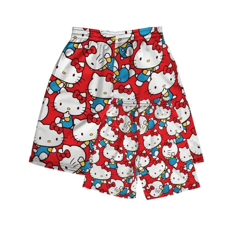 Sanrio 여름 반바지 Hello Kittys Kawaii 귀여운 크롭 바지 스포츠 느슨한 여름 핫 세일 캐주얼 편안한 통기성 만화