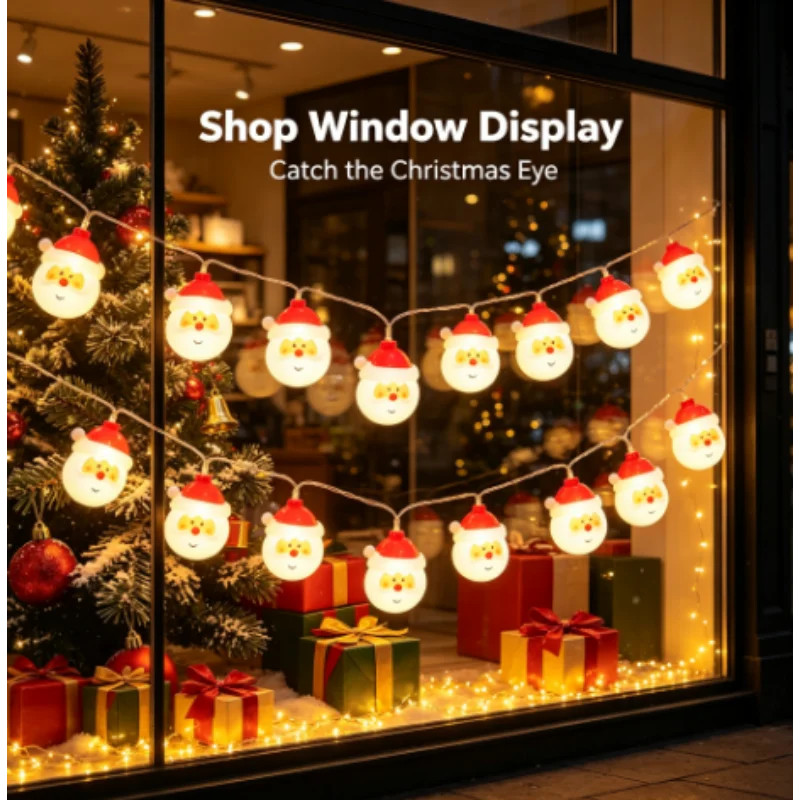 String Lights Fairy Battery Operated Santa Claus 10 LED Warm White 1.5M Garland Christmas Decorative for Party Garden Decor
