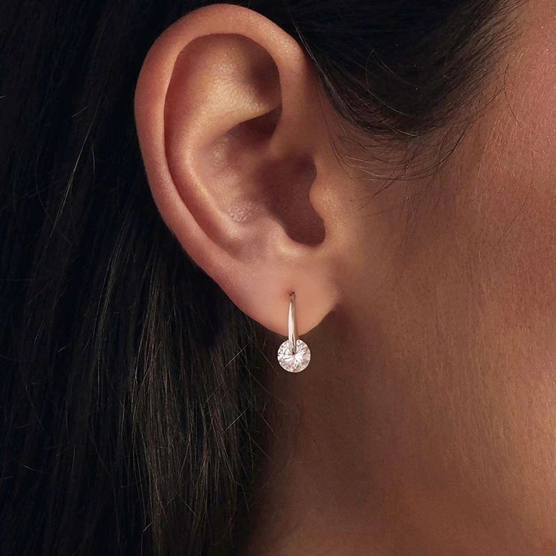 

Bamoer U 1CT Moissanite Twisting Hook Earrings 925 Sterling Silver U-Shape Drop Earrings for Women Brilliant Xmas Jewelry Gift