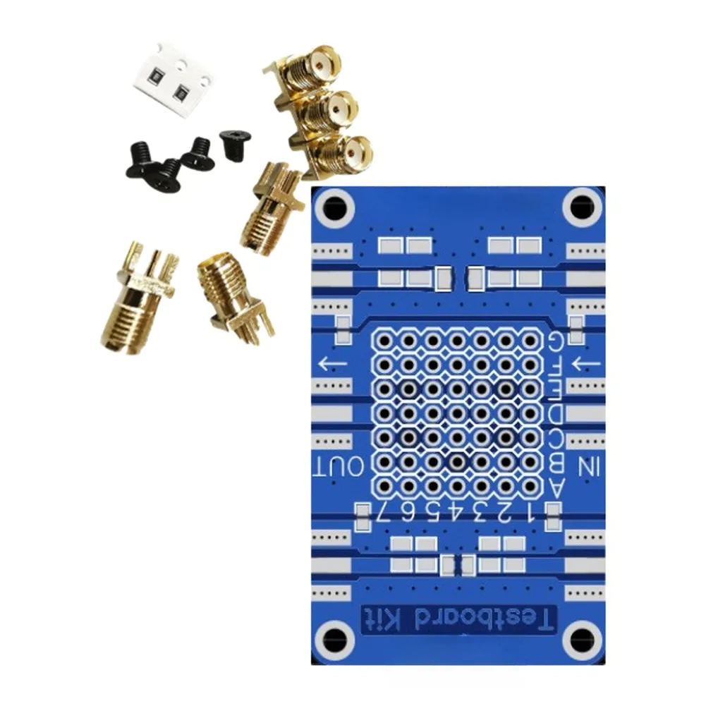 Test Board for VNA Applications with Mounting Hardware and 49R9 Resistors for Nanovna and Similar Analyzer Devices