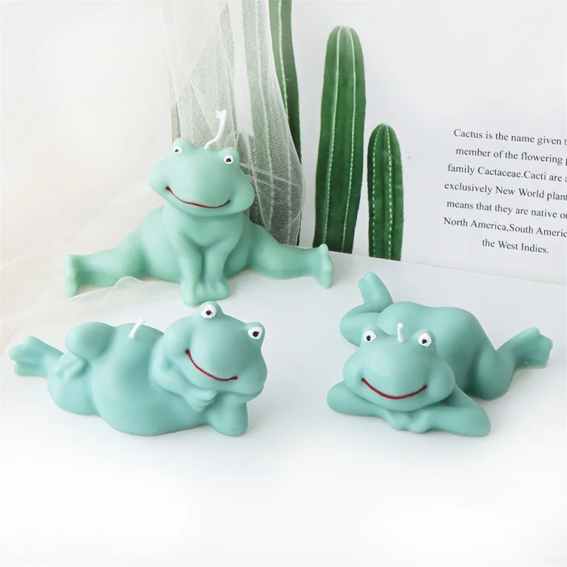 3D Exercise Frog Animal Silicone Mold for Candle DIY Ornament Slouchy Easy Look Cute FrogPlaster Aromatherapy Resin Epoxy Mold