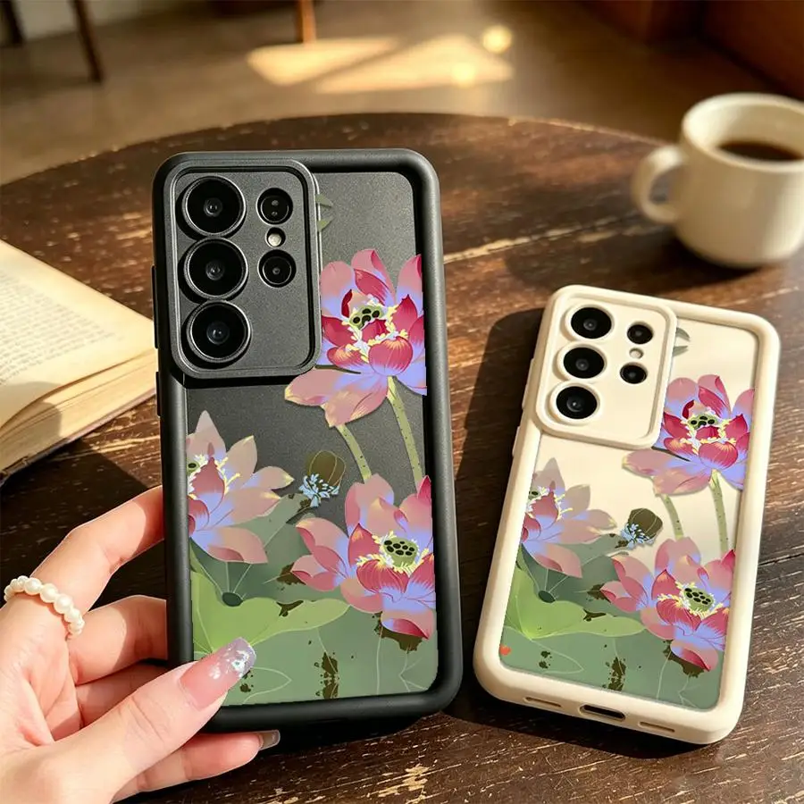 Pink Lotus Flower Case for Samsung Galaxy S26 Ultra S22 S24Ultra S25 S20FE S24 Plus S21 S25 Edge S23 FE Phone Cover