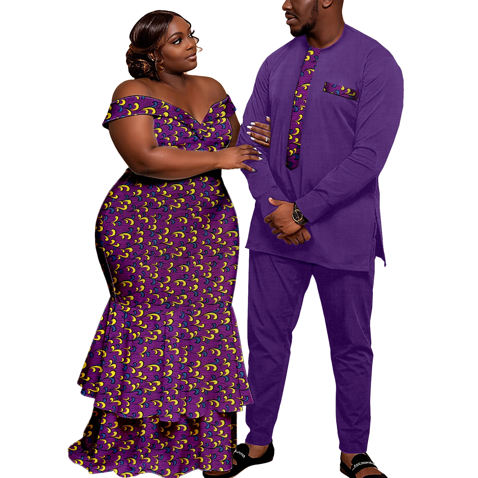 Afrikanische Paarkleidung Kente Frauen Ankara Türkei Kleid Kleid oder Dashiki Männer Anzug Hemd und Hose Nigerianische Kleidung