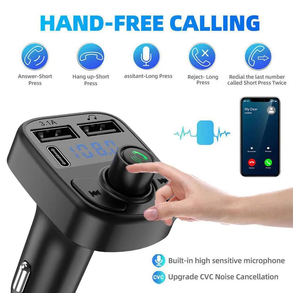 

Car Bluetooth MP3 Player Car Charger FM Transmitter Modulator Port USB Player Receiver Dual Handsfree C5V1