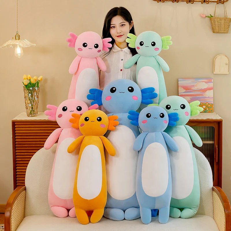 70-100cm Nowa długa poduszka Axolotl Doll Pluszowa zabawka Wypchane zwierzę Salamandra Nowa dekoracyjna pluszowa pleuche Przytulający Gif