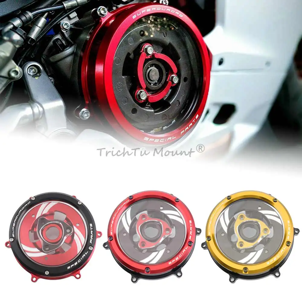 Aluminum Clear Clutch Cover for DUCATI V2 Models 959 Panigale 2016-2019, Panigale V2 2020-2024, Streetfighter V2 2022-2024 - Image 2