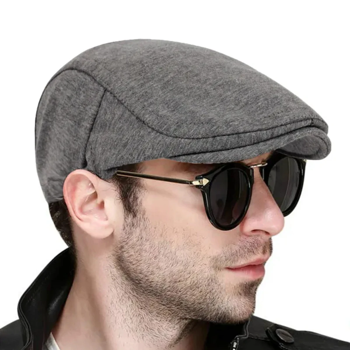 Men Solid Color Newsboy Caps British Painters Hats Spring Autumn Berets Adjustable Flat Cap image 4