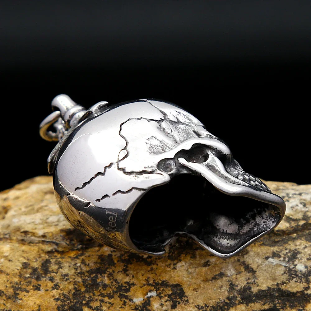 Punk Gothic Skull Pendant Necklaces For Men Stainless Steel Simple Biker Necklace Unique Amulet Jewelry Gift Dropshipping
