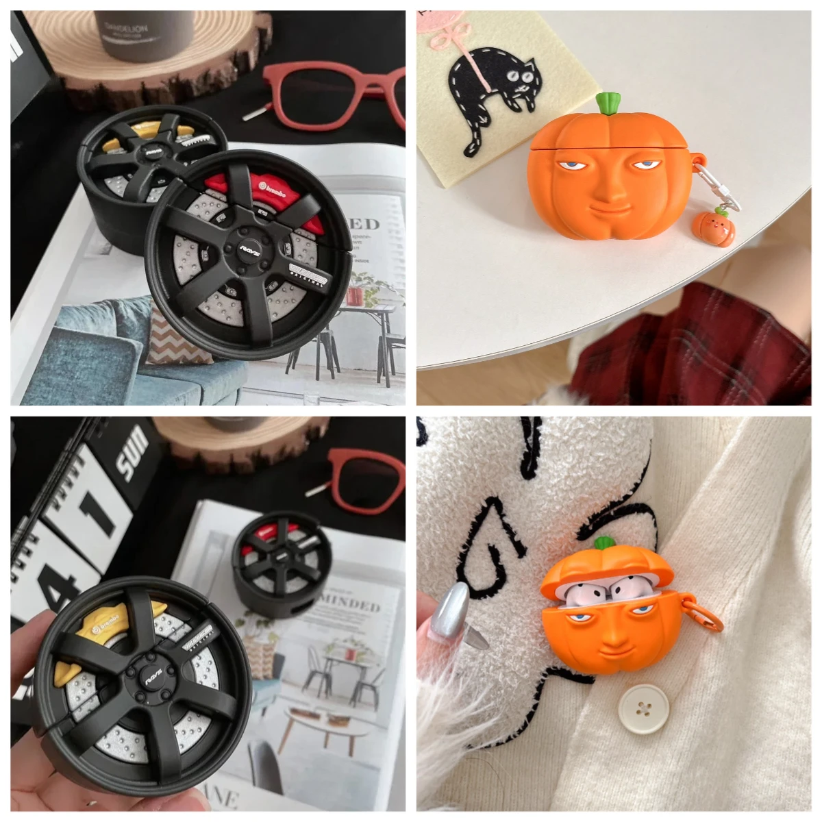 For Sony WF-1000XM5 Case Personalized Creative Cute 3D Tires Pumpkin Case Bluetooth Earbuds Charging Box Earphone Case Cover