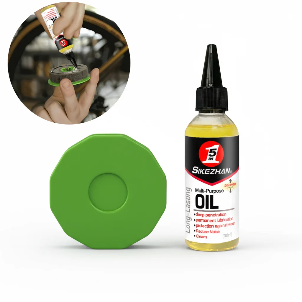 

Bicycle Chain Lubrication Kit – Chain Oiler Roller Tool with 100ml Bike Chain Lubricant for MTB Road and Mountain Bikes