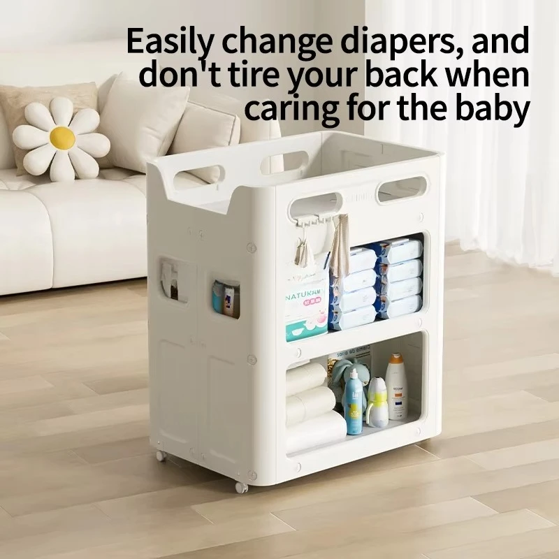 Multi-Functional Baby Crib Changing Table 3 in 1, white Storage Type Changing Table Nursery Bathroom Care