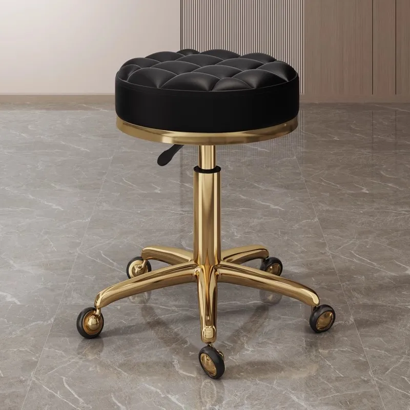 Hairdressing Salon Rolling Furniture Height Adjustable Chair Professional Beauty Stool Barber Chairs Nail Spa Work Sillas Swivel