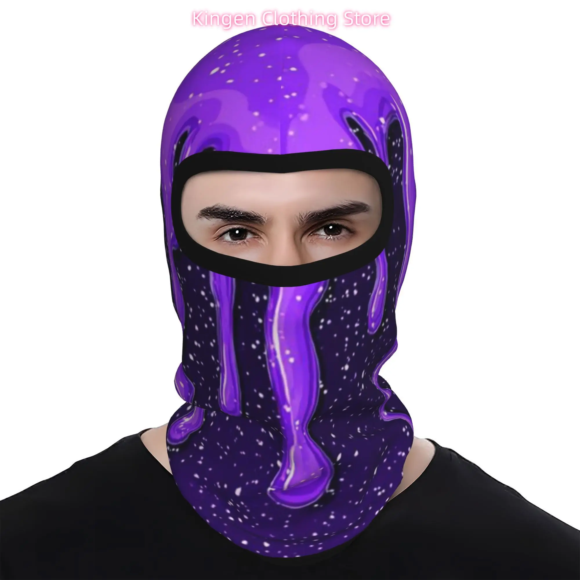 1pc Full Coverage Windproof Breathable Face Mask with Starry Sky Dripping Liquid Pattern & Full Coverage Shield Suitable for Cyc