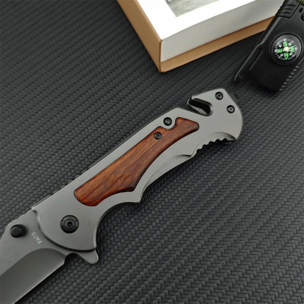 Pocket Knife FA05 Combat Folding Knife 5Cr13Mov Blade 420 Steel with Colored Wood Handle Survive Tactical Knife EDC Multitool