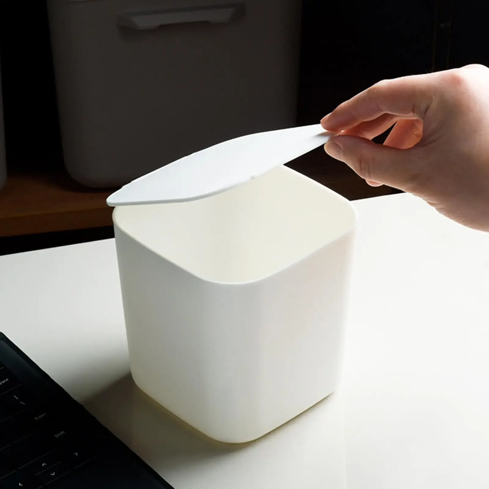 Mini Trash Can with Lid Small Desktop Waste Bin for Office Desk Bedroom Car Kitchen Countertop Home Apartment Dorm RV